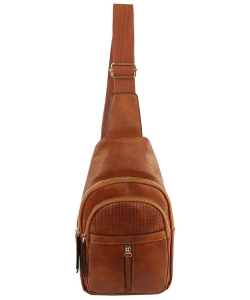 Fashion Laser Cut Printed Sling Bag Backpack LY122 BROWN